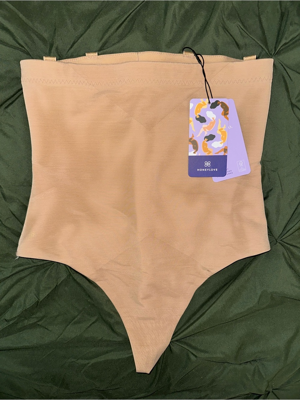 Honeylove Beige High-Waist Thong with Blue Tags